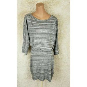 Express Women's Size S 3/4 Sleeve Shrug Dress Black White Heathered Cotton K